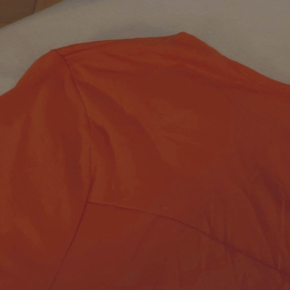 057. Orange Black Buttons Ruched O Neck Short Sleeve Plus Size Top  Size 4X - Picture 14 of 16